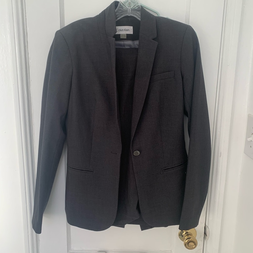 3 piece slate gray Calvin Klein suit set
